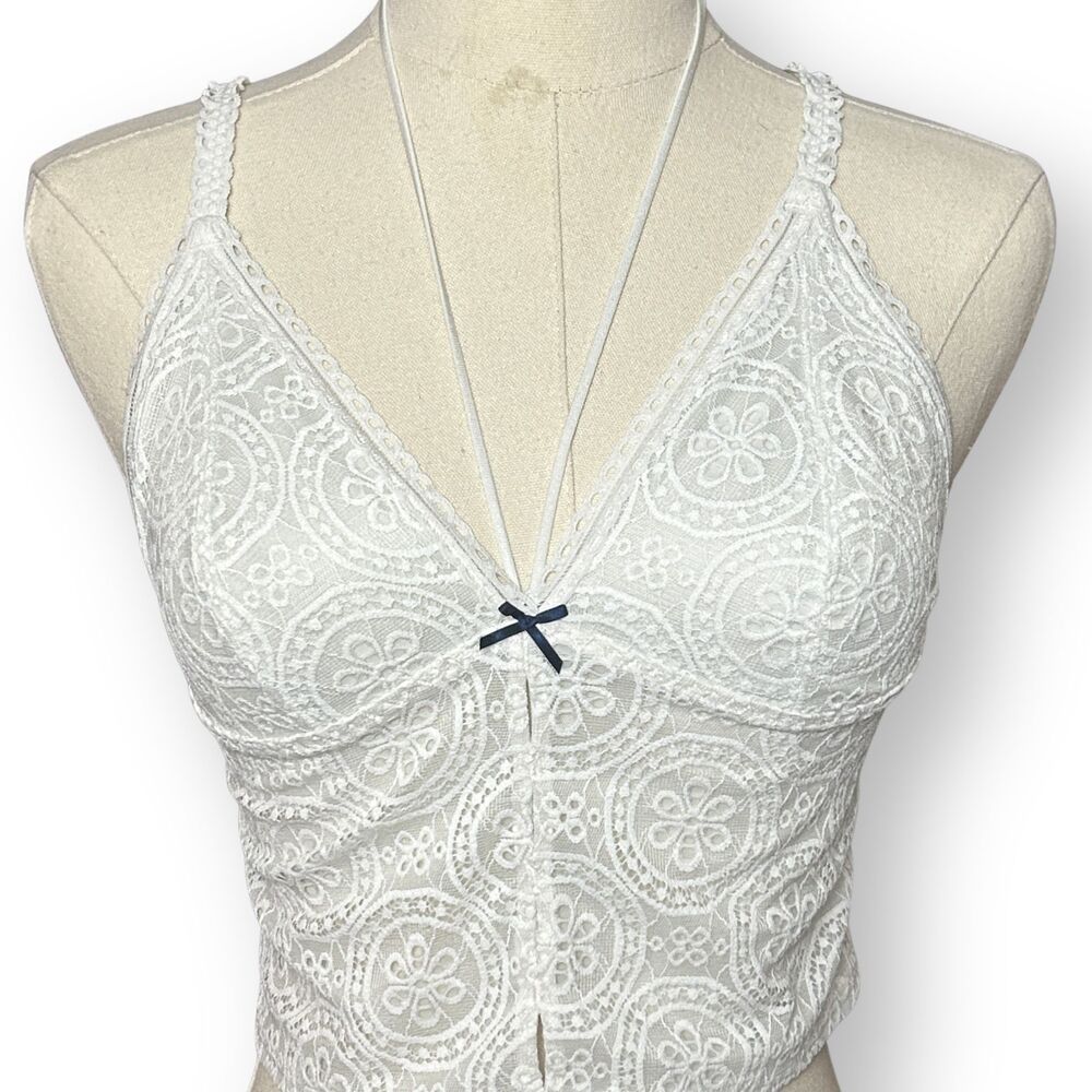 Victoria's Secret PINK White Lace Bralette M Adjustable Straps